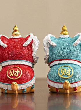 国潮创意醒狮摆件桌面吉祥物装饰新年年会礼品文创家居饰品礼盒装