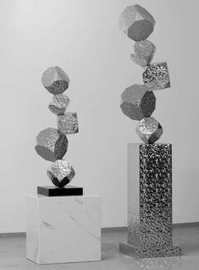 现代轻奢不锈钢雕塑落地客厅摆设样板房软装艺术装饰品玄关大摆件