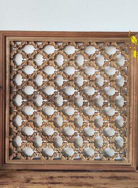 东阳木雕中式实木花窗挂件彷古木窗茶室老旧壁挂装饰玄关客厅定制