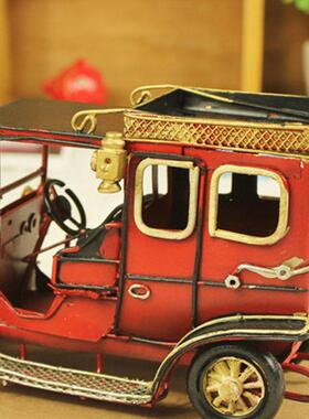 福特老爷车铁皮模型铁艺汽车摆件复古老爷车铁皮车模道具摆设