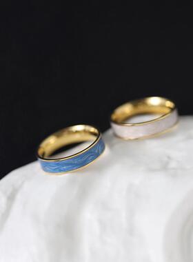 3pcs/set Bohemian White Enamel Round Metal Ring Sets Geometr