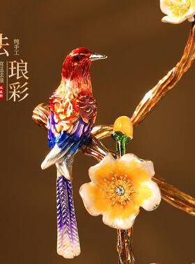 珐瑯彩花瓶摆件高级感小众新中式玻璃装饰客厅高端酒柜家居工艺礼