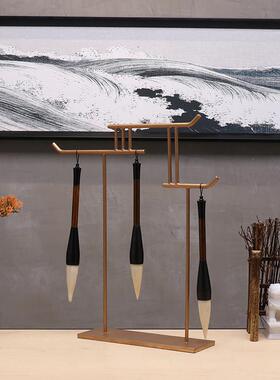 新中式现代创意书房办公室毛笔架艺术品摆件客厅玄关酒柜软装饰品