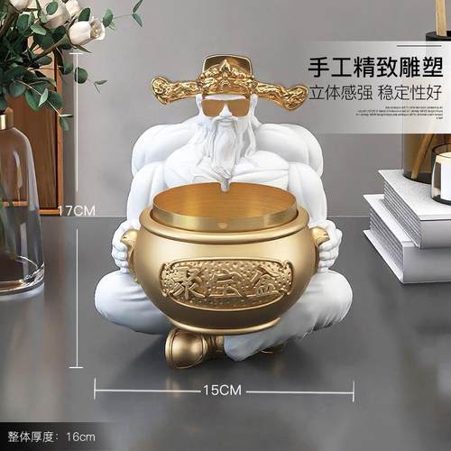 国潮肌肉财神烟灰缸摆件客厅家用玄关装饰品办公室摆设送男友礼物 - 图1