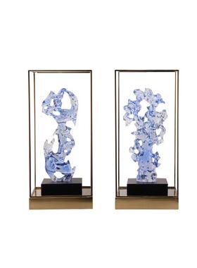 创意新中式现代透明树脂假山石摆件客厅茶几书桌玄关家居饰品摆件
