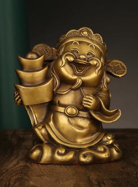 黄铜财神爷招财进宝摆件元宝财神佛像文财神店铺供奉乔迁礼品