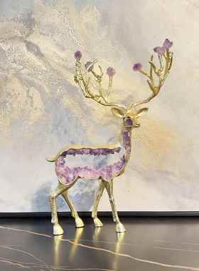 正品现代紫居水晶财鹿摆件玄关柜酒高档装饰轻奢艺招术家装饰品摆