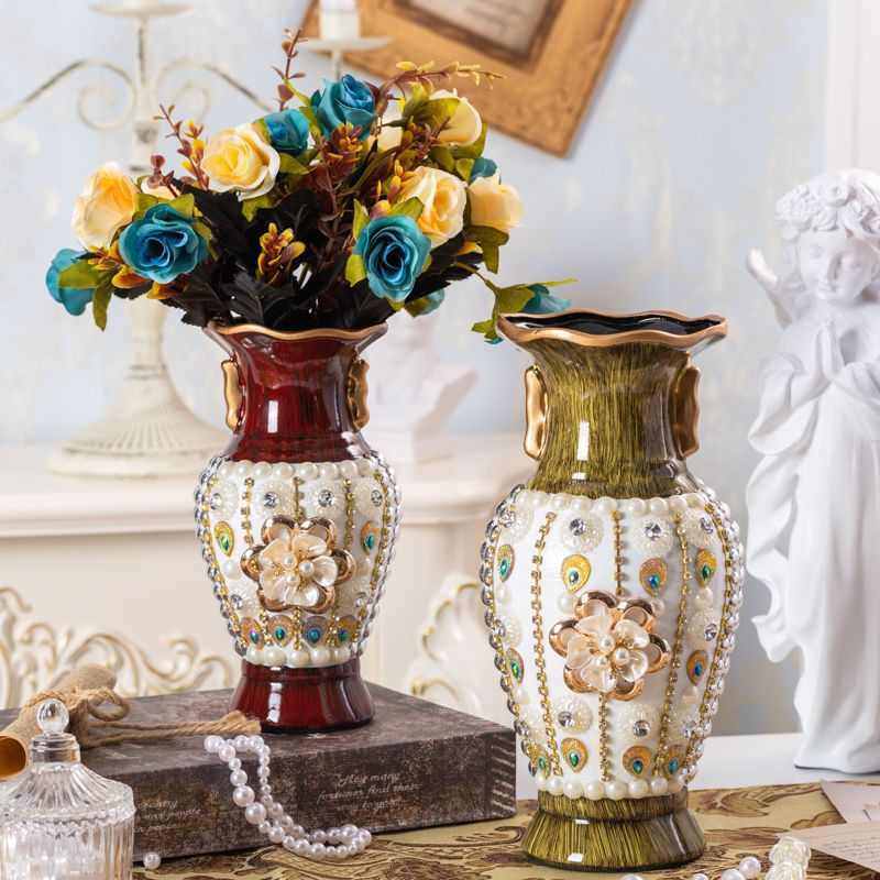 欧式创意陶瓷花瓶花插干花花家居客厅电视柜装饰品摆件木纹黄,淘宝优惠券,粉丝福利购,淘宝优惠卷