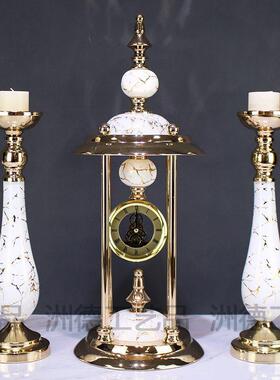 跨境式座钟摆件创意厅软装客装欧饰21237/93时钟烛台套装轻奢家居