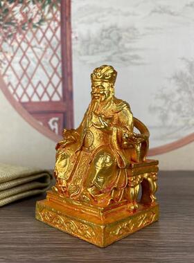 鎏金铜张天师土地公张道陵家居供奉铜像福德正神神像家用镀铜摆件