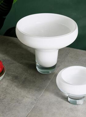 高美式创意脚瓶圆形水晶玻璃花酒店民宿JX77013仿真家花居装饰琉