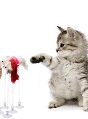 Cartoon Pet Cat Toy Stick Feather Rod Mouse Toy with Mini Be