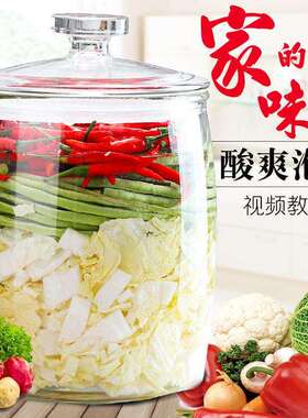 厨房食品收纳罐泡菜坛子塑料透明密封罐东北腌菜罐米桶茶叶储物罐