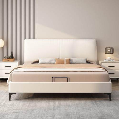 送货入户木科技布双人型MSM软包床主单卧大床实主卧经济人床软包 - 图0