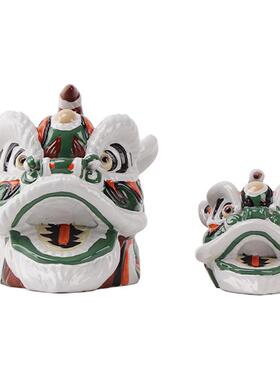 创意新中式禅意国潮国风醒狮舞狮树脂小摆件样板房博古架艺术摆件