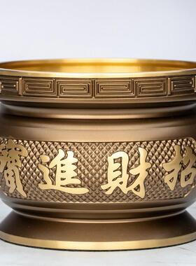 纯黄铜香炉家用供奉烧香炉佛堂供佛财神爷香炉蜡烛台座一体铜鼎炉