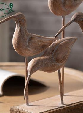 美艺式仿古A2574玄创意关小鸟摆件圣主题装饰品诞茶餐厅氛围感工