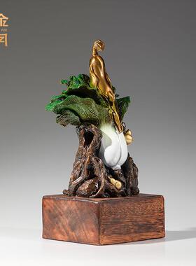 铜金岁月人生百财黄铜摆件公司开业送礼品客厅玄关彩铜器家居摆件