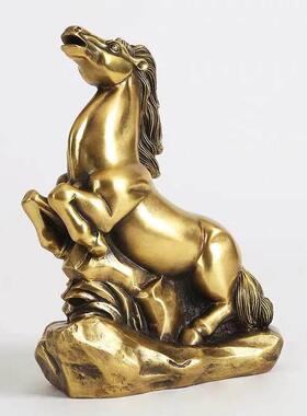 纯铜马摆件十二生肖马聚宝盆马到成功家居客厅办公室唐马装饰品