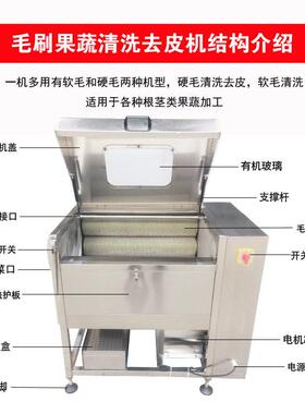 土豆去皮机商洗用果清机毛刷猪蹄羊蹄去黑洗清机全自动蔬枣清洗机