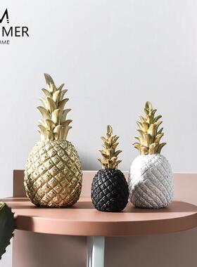 夏沐 北欧现代IS金色菠萝创意摆件客厅酒N橱窗桌柜面装饰摆设道具