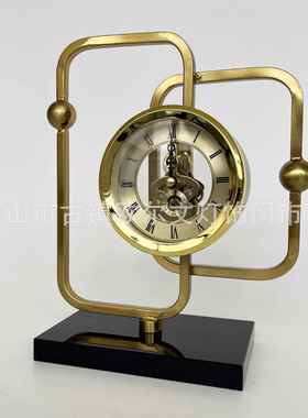 摆台式钟表座钟客厅玄关柜斗柜电视柜摆件欧式现代静音座钟摆件