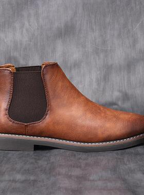 Chelsea Boots Men Comfortable Leather Shoes 复古男短靴切尔西