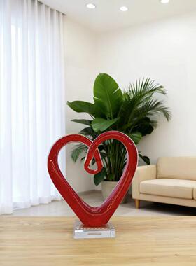 创意琉璃工艺摆件爱心装饰品桌面心形玻璃雕塑跨境热销情人节礼品