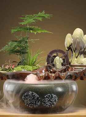 招财流水摆件循环水客厅生财创意家居装饰办公室桌面店铺开业礼物