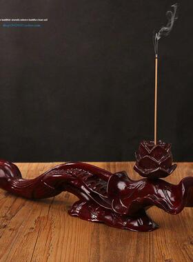 吉祥莲花手炉木雕实木龙雕法会精致半手工结缘招财供佛佛具摆件