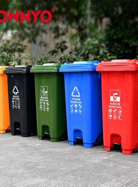 240L挂车垃圾桶加厚款新料新国标分类直销环卫塑料垃圾收集箱