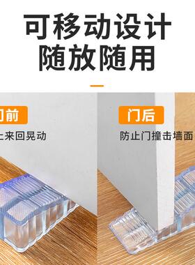 卧室房门防风限位门塞透明防撞垫门挡门顶安全阻门器门吸卡门楔子