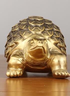 黄铜乌龟摆件金钱龟金龟工艺品办公室客厅装饰品铜乌龟