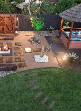 彷木搁脚凳板户外庭院铺路石草坪踏步石别墅花园垫脚石公园汀步石