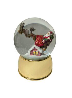 圣诞老人树脂水晶球八音盒雪花球手工彩绘家居摆件创意发光雪花球