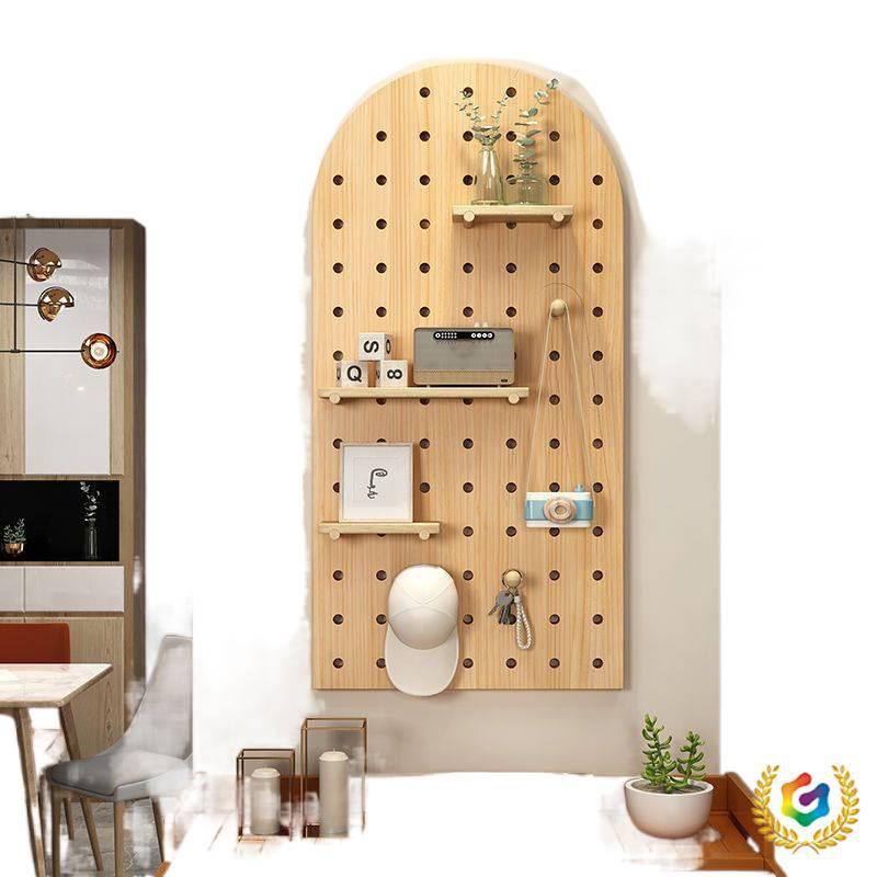 Quality hole book board solid wood wall storage rack wooden wall hanging wall rack partition storage rack wall hanging see details rack