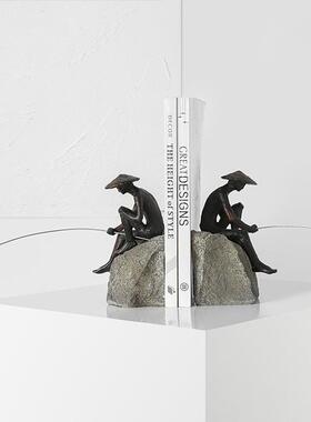 现代简约创意钓鱼公书档工艺品家居客厅样板房书房办公室装饰品