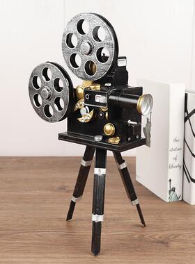 创意复古老式架1232摄支影机放映机模型怀具旧拍摄道室窗内橱装饰