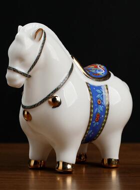 正品东方马泥土饰 摆陶瓷马件工艺品 办公室工位桌面唐装品小精致