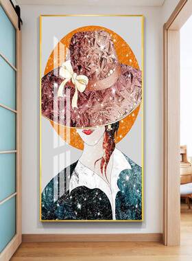 铝合金晶瓷画烤瓷晶钻画新中式挂画现代简约镶钻玄关装饰画