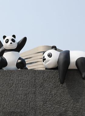 网红玻璃钢卡通熊猫雕塑户外商场幼儿园打卡拍照落地景观摆件定制