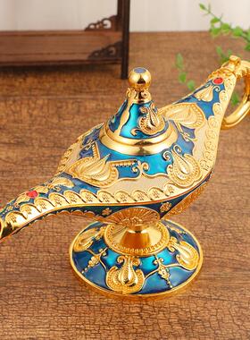 欧式轻奢阿拉丁神灯 宫廷晚宴珐琅彩装饰摆件创意精美金属工艺品