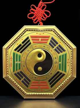 罗盘五行八卦镜门口窗户挂件镜子大门凸镜开过的八挂图太极图挂画