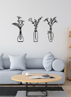 热销墙壁装饰背景铁艺画新款金属花瓶壁挂墙饰卧室客厅家居