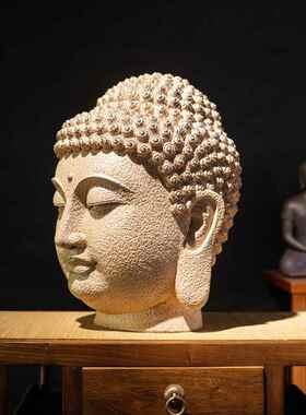 新款新中大号慈悲佛头佛首佛像式禅玄意家居摆件南亚关走廊佛东系