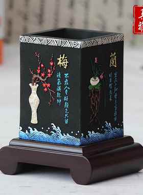 正品笔筒摆办公室桌面炭雕书送老师实送件客户国风商用房务礼品纪