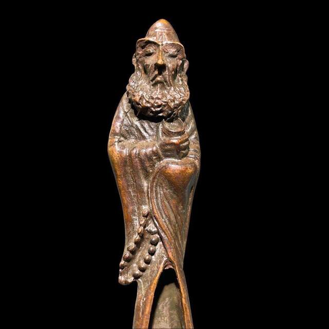 Ancient style Bodhidharma enlightenment tea art tea ceremony copper utensils tea shovel antique pulp tea shovel small ornaments carved hand antique