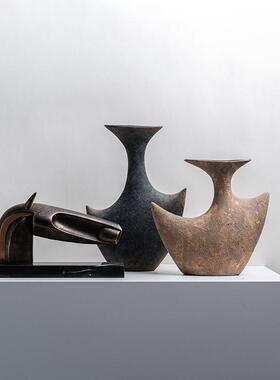 侘寂风花器摆件民宿家居简约花瓶陶瓷别墅客厅高级感装饰品样板间