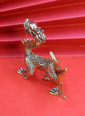 纯铜四神兽青龙国潮古玩摆件做旧生肖龙书房镇纸铜器工艺品