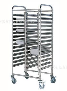 供应不锈钢饼盘车拆装式10层双列饼盘车面包车保温柜推车